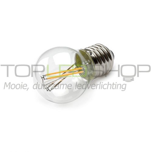 LED Lamp 230V, bol klein, 4W, Filament, Warmwit, E27, helder | LED Lamp 230V TopLEDshop