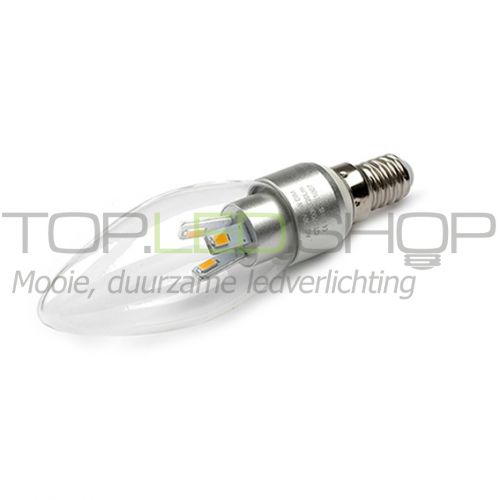 LED Lamp 230V, kaars, 3W, Warmwit, E14, dimbaar, helder